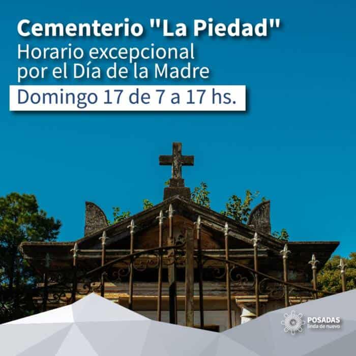 Posadas: este domingo el Cementerio "La Piedad" abrirá de 7 a 17 horas
