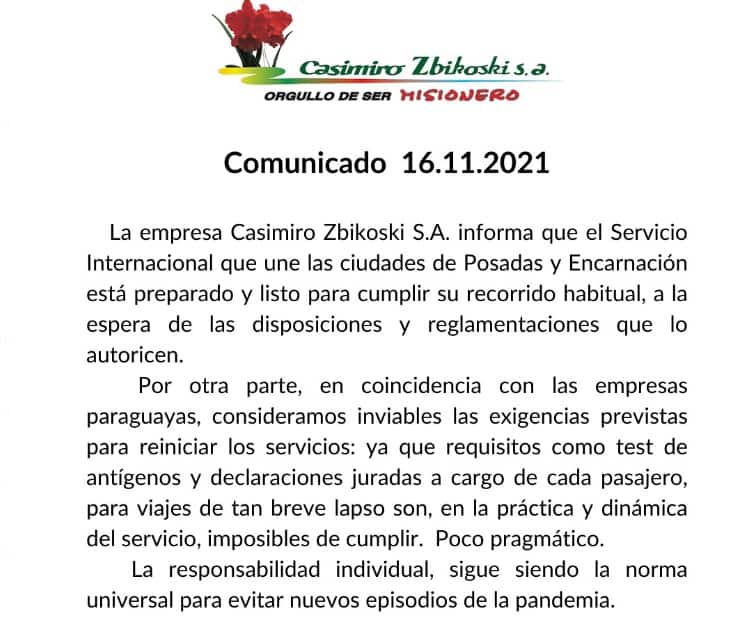 Tren Posadas-Encarnación: aseguran que la exigencia de los requisitos “traba” el retorno del servicio