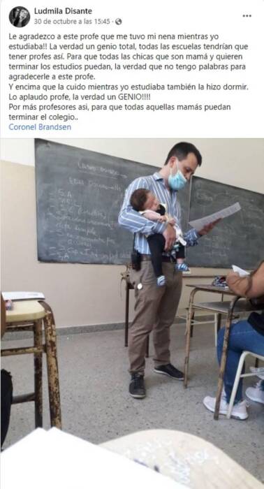 Buenos Aires: un profesor cuidó a la beba de una alumna para que ella pudiera estudiar