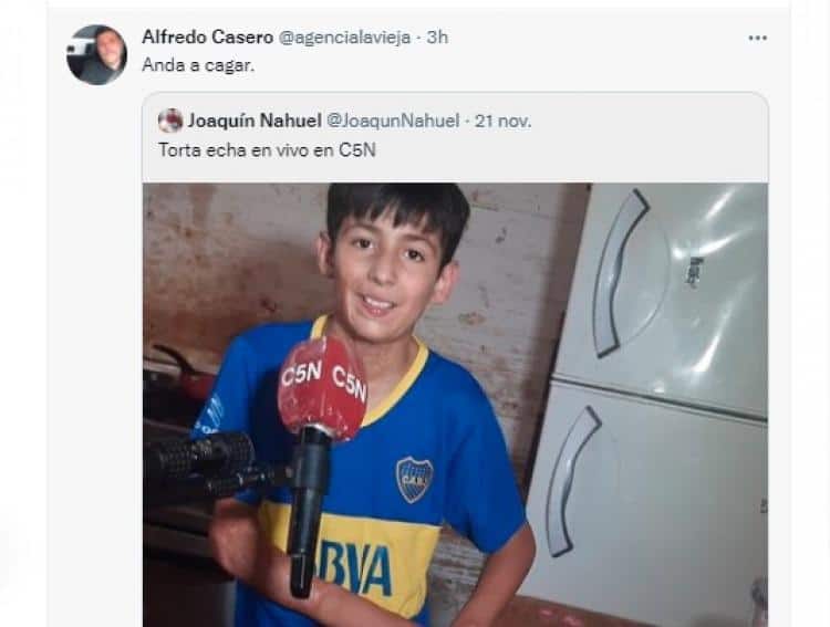 Alfredo Casero fue repudiado en las redes tras insultar a un nene de 10 años