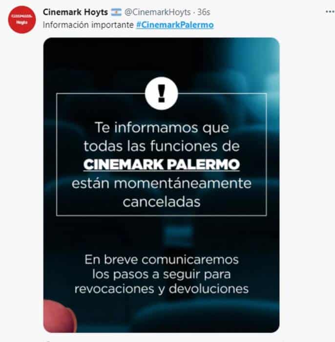 Se derrumbó el techo de la boletería de un cine en Buenos Aires: se suspendieron todas las funciones 1 2 - tweet - 1