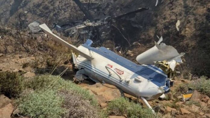 Así quedó el helicóptero que cayó mientras combatía el incendio forestal en la Patagonia