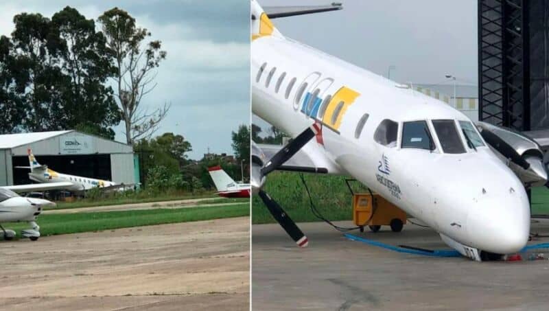 Mecánico reparaba un avión en Buenos Aires y terminó aplastado: permanece en grave estado