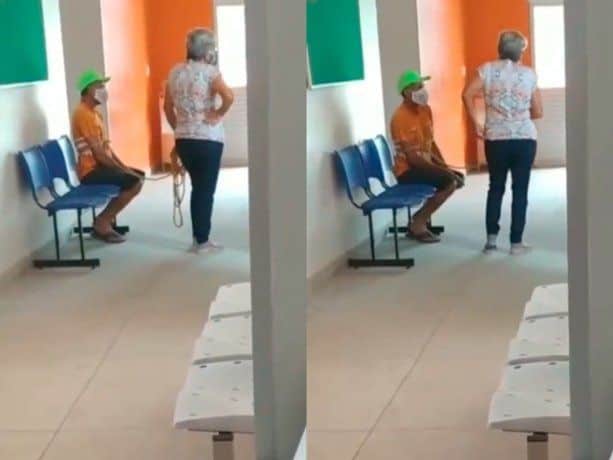 Ató a su marido con una soga y lo llevó a vacunarse contra el coronavirus