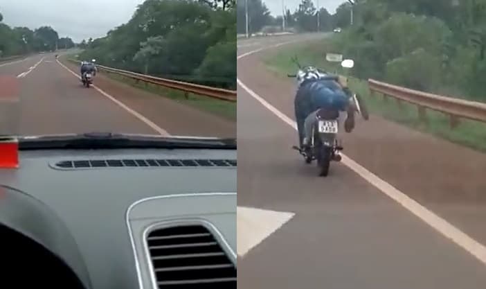 Zona Dos de Mayo: imprudencia total de un motociclista sobre ruta 14