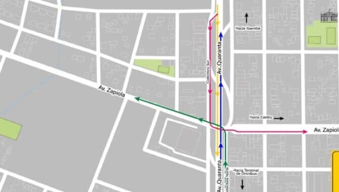 Travesía Urbana Posadas: se deberá girar desde colectora en avenida Quaranta y Zapiola