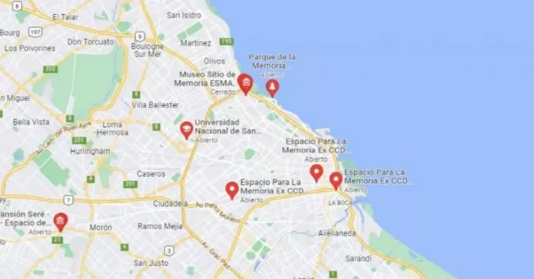 Google Maps sumó Sitios y Espacios de Memoria de la Argentina a su aplicación