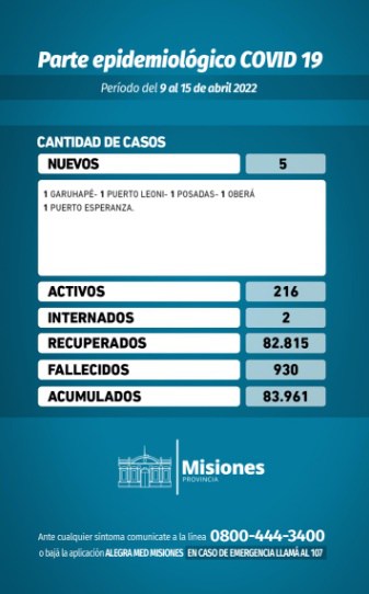 Misiones reportó cinco casos positivos de Covid-19 en los últimos 6 días 1 2 - Covid en Misiones - 1