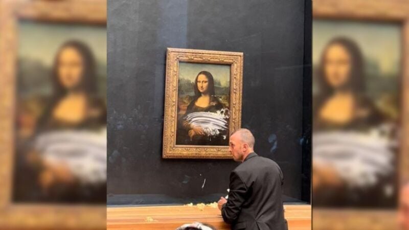 Un visitante le arrojó un trozo de torta a la "La Gioconda"