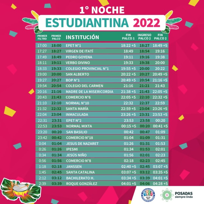 Este viernes comienza la Estudiantina 2022 en Posadas 1 2 - Estudiantina 2022 2 - 1