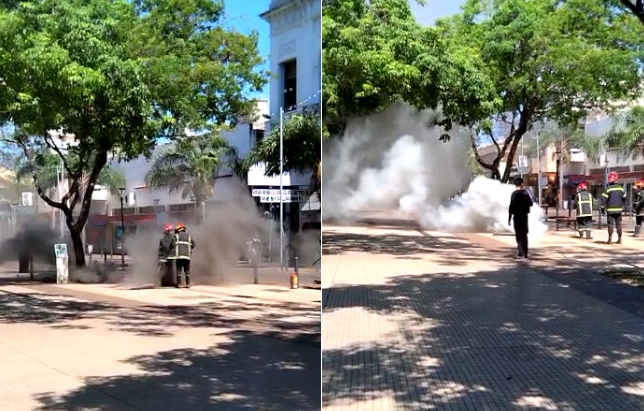 Incendio de una cámara subterránea provocó un corte de luz en pleno centro posadeño
