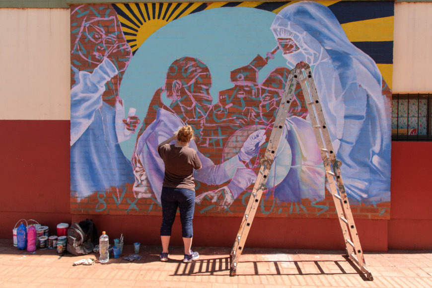 Artistas de Eldorado, los ganadores misioneros en el 1° Concurso Nacional de Muralismo "Ramón Carrillo"