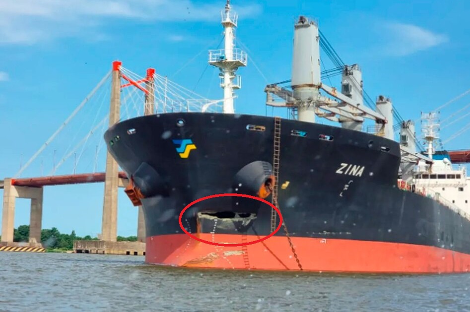 Un barco cerealero chocó contra el puente Zárate - Brazo Largo e hizo temblar la estructura