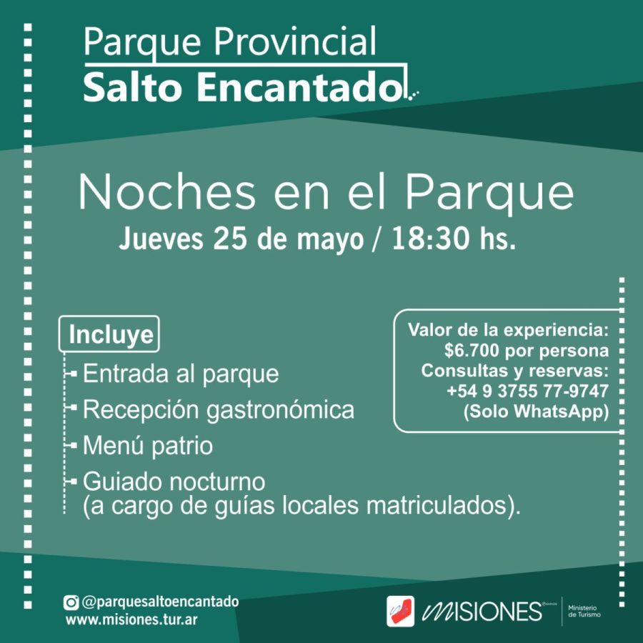 Salto Encantado: invitan a una experiencia nocturna con menú patrio y paseos