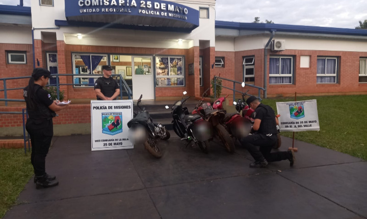 Motociclistas detenidos por realizar maniobras peligrosas en 25 de Mayo