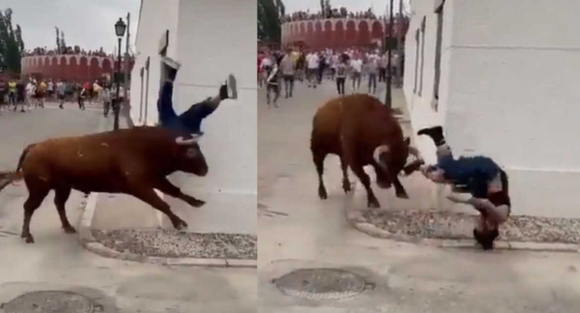 Una mujer fue atacada por un toro mientras grababa una corrida