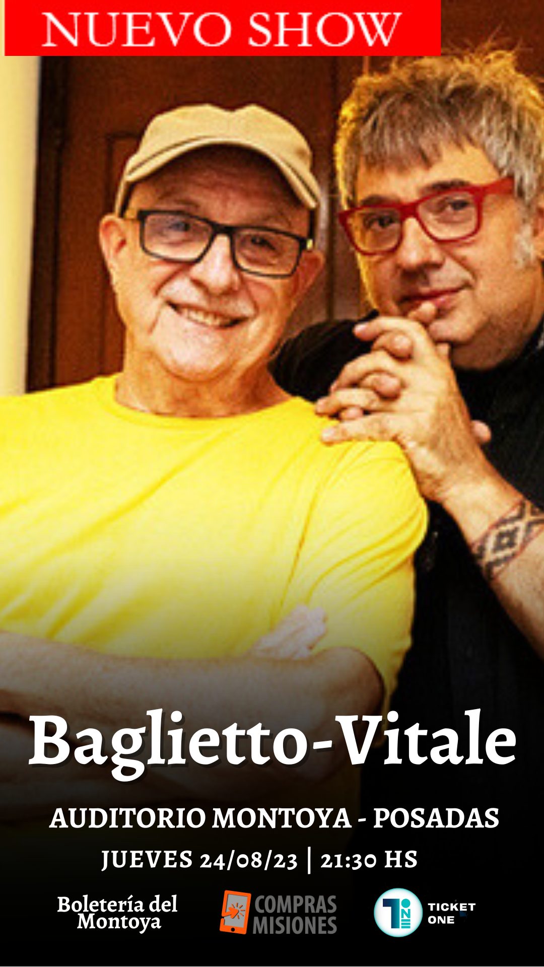 Juan Carlos Baglietto y Lito Vitale darán un concierto en Posadas