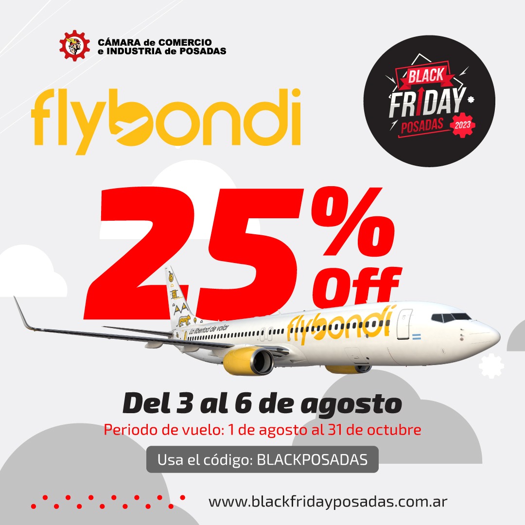 Flybondi se suma al Black Friday con importante descuento en la ruta Posadas-Buenos Aires