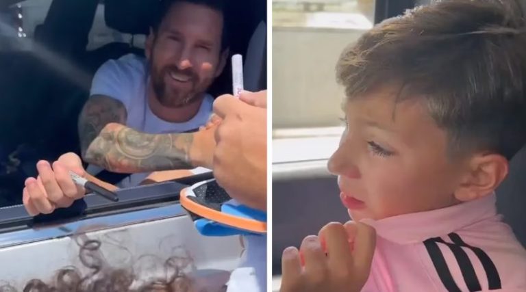 Un nene esperó más de cinco horas por el autógrafo de Messi, lo consiguió y su reacción fue emocionante
