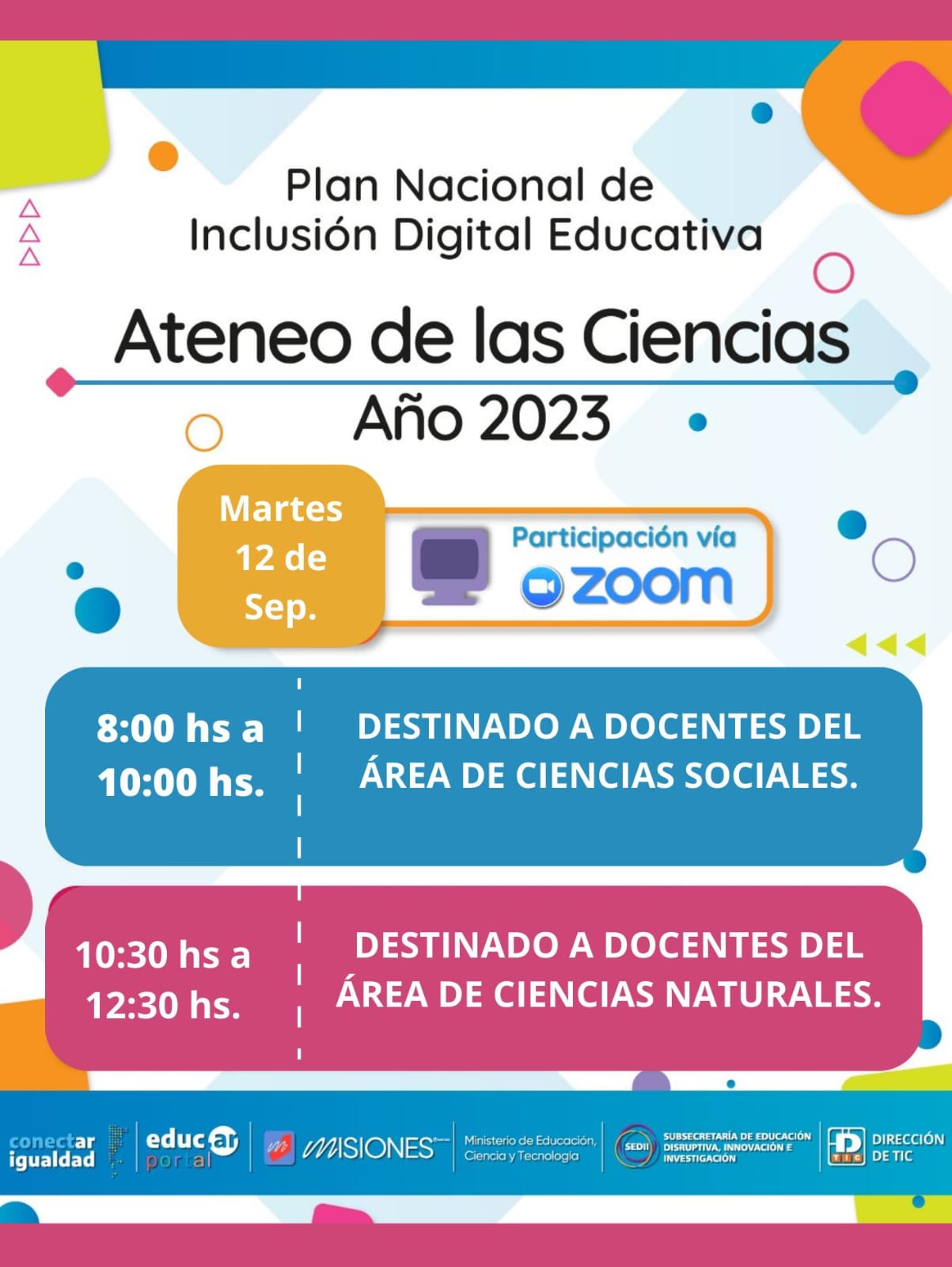 Invitan a docentes a participar del "Ateneo de las Ciencias Año 2023"