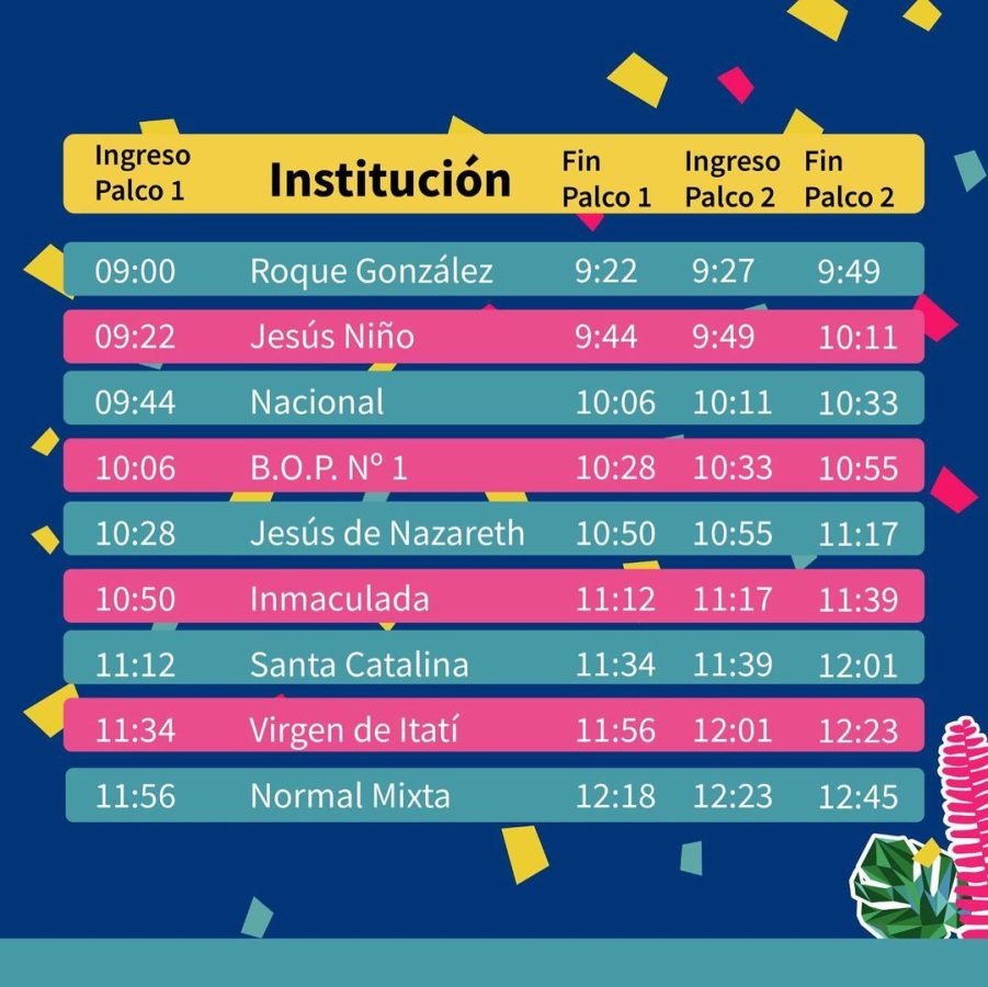 Horarios segunda prueba piloto estudiantina 1 - 3