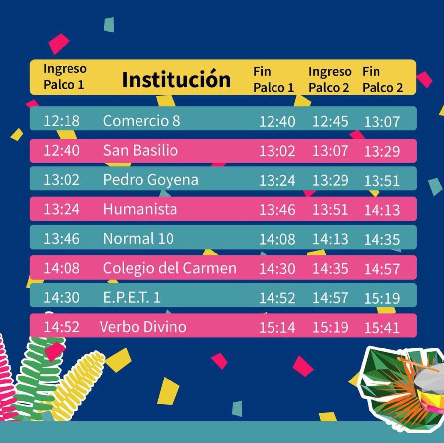 Horarios segunda prueba piloto estudiantina 2 - 5