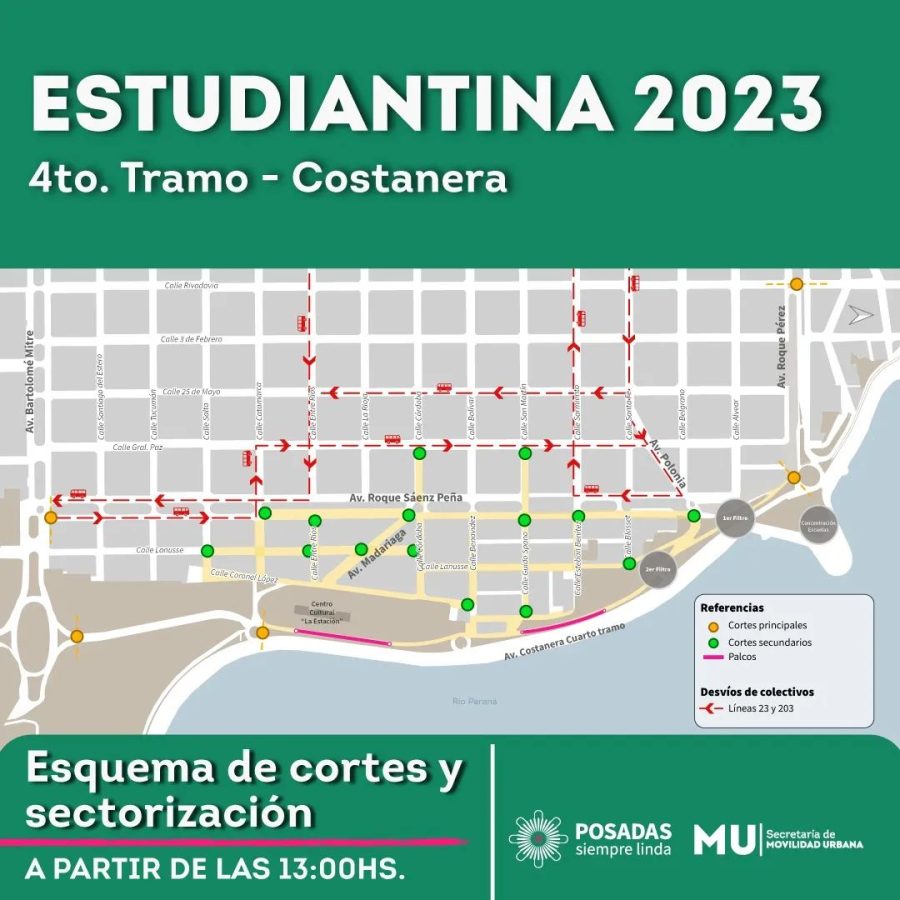 Estudiantina posadeña 2023: conocé los cortes previstos y recomendaciones 2 4 - IMG 20230920 WA0046 - 3