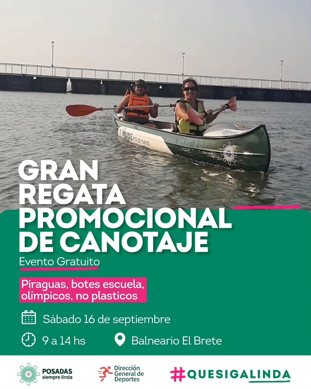 Inscripciones abiertas para la gran regata promocional de canotaje en el balneario El Brete