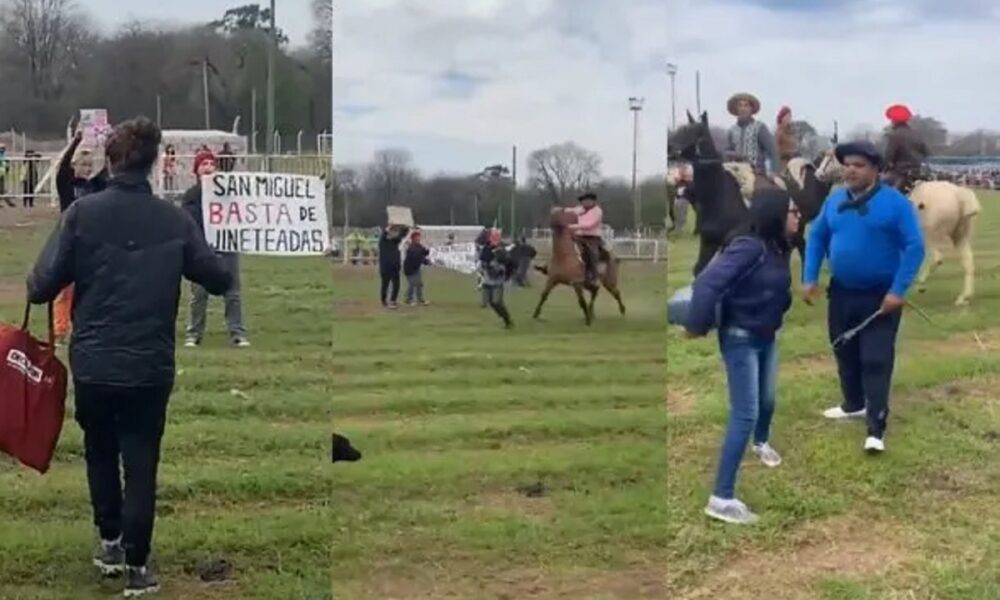 Proteccionistas de animales fueron agredidos por protestar en una jineteada