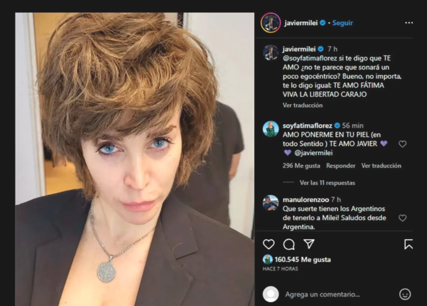 Fátima Flórez imitó a Javier Milei y se viralizó en redes sociales