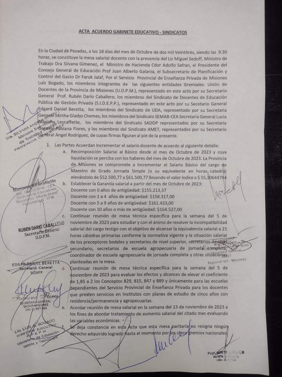 Gremios y el Gobierno provincial acordaron nuevo incremento salarial a docentes