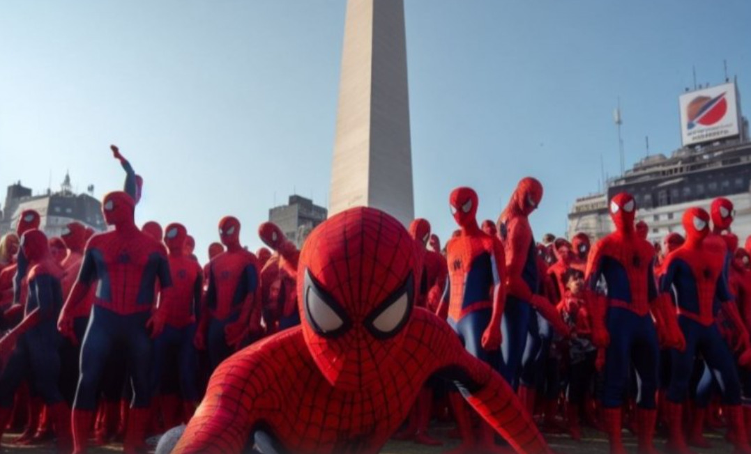 Insólita convocatoria de fanáticos de Spider Man en el Obelisco que busca ser récord mundial
