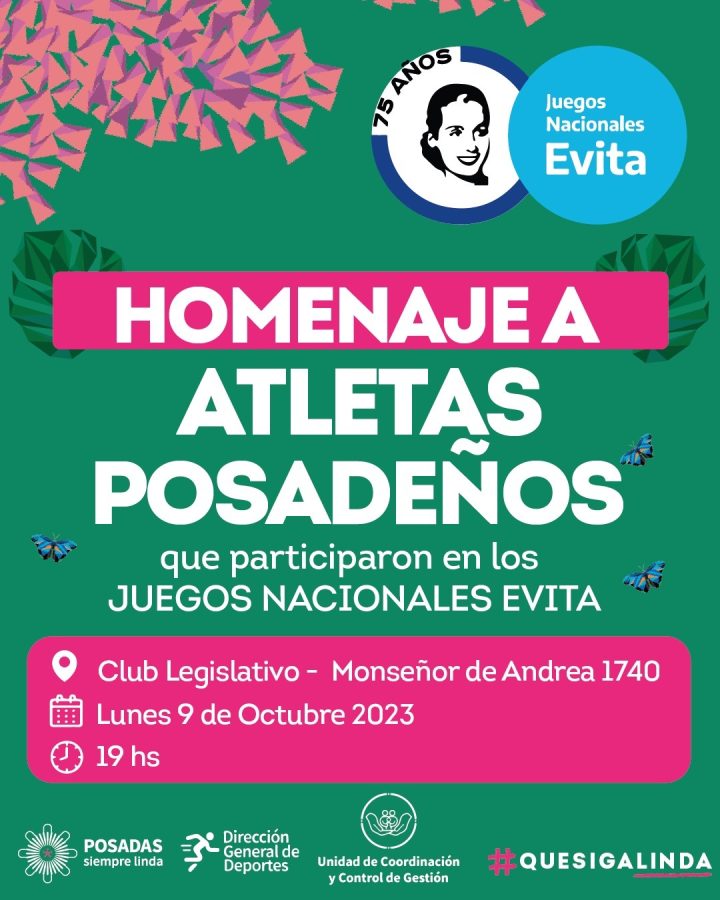 Atletas posadeños recibirán un homenaje por su participación en los Juegos Nacionales Evita 1 2 - homenaje a atletas posadenos - 1