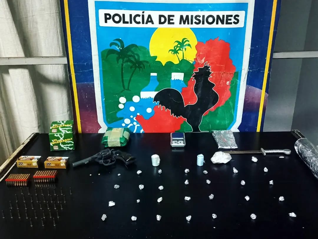 Operativo en Andresito terminó con dos detenidos y la incautación de cocaína, pedra y un arma