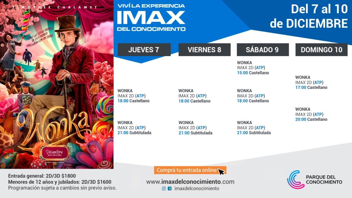 El IMAX se prepara para recibir en su pantalla al famoso chocolatero Willy Wonka