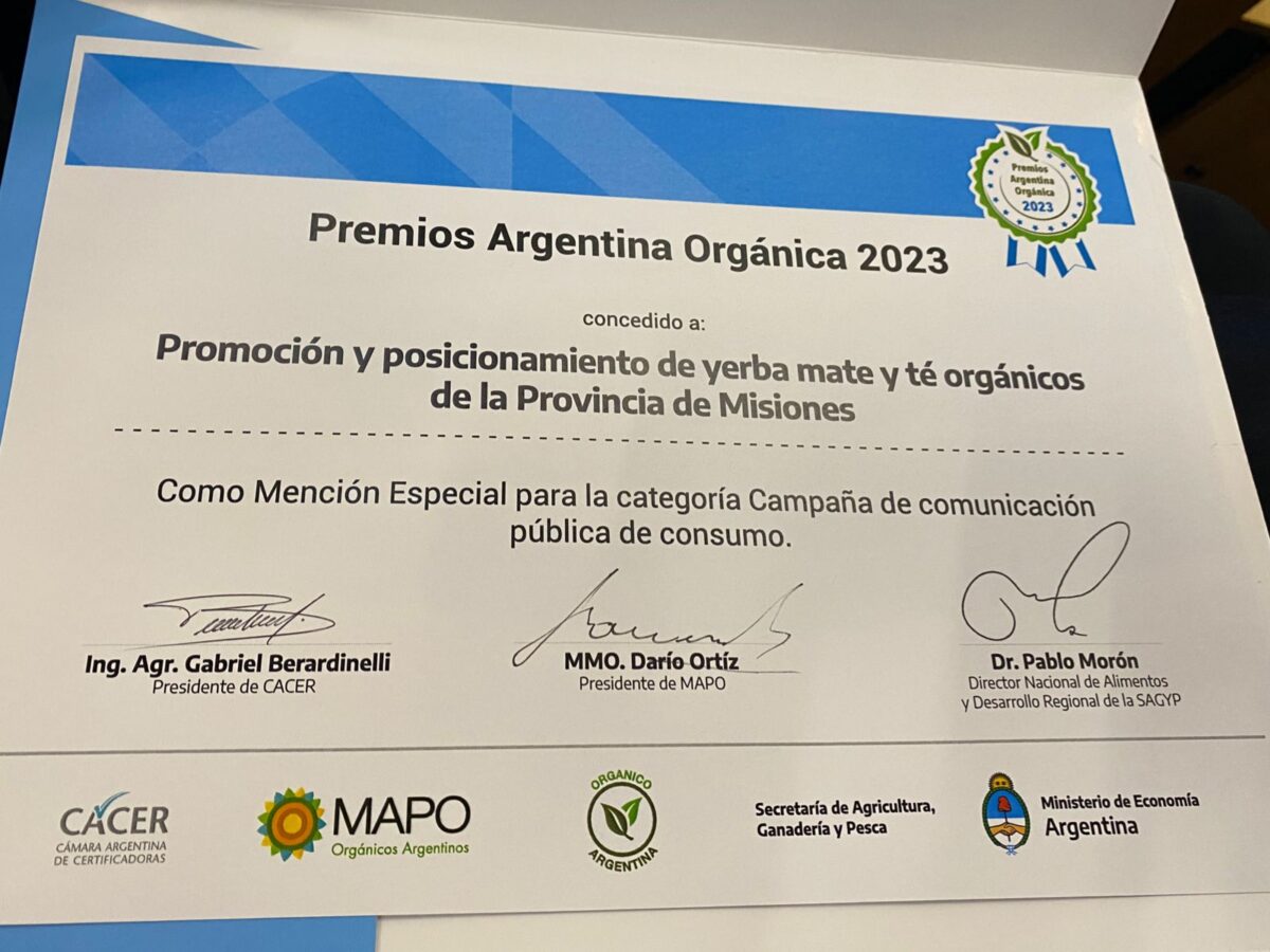 Misiones fue reconocida por promocionar la producción orgánica