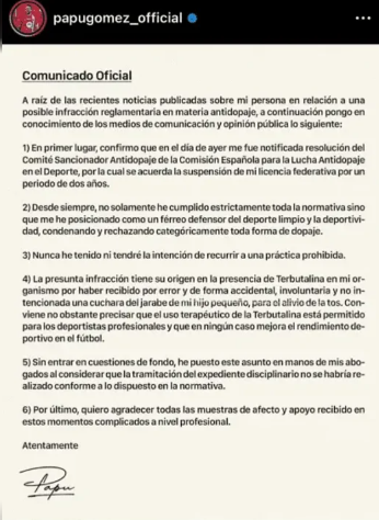 Duro revés para el Papu Gómez tras la ratificación de su suspensión por doping positivo 1 2 - papu gomez - 1