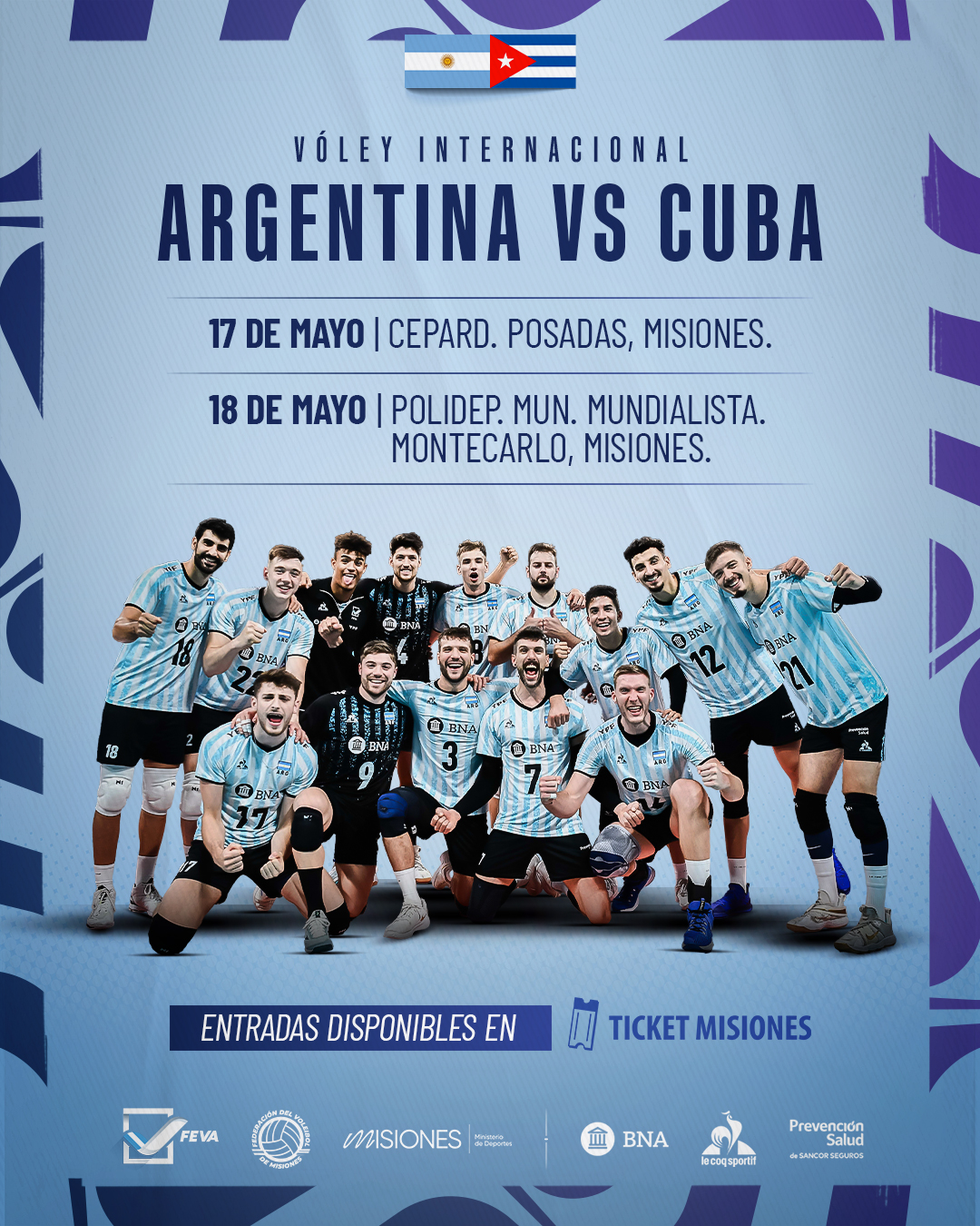 La selección Argentina de vóley disputará dos partidos internacionales en Misiones