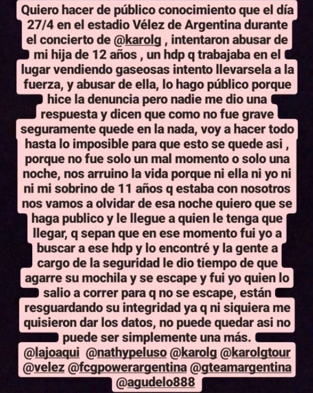 Una menor denunció un intento de abuso durante el show de Karol G