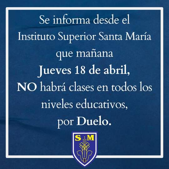 No habrá clases en el Santa María este jueves por la muerte de los dos estudiantes