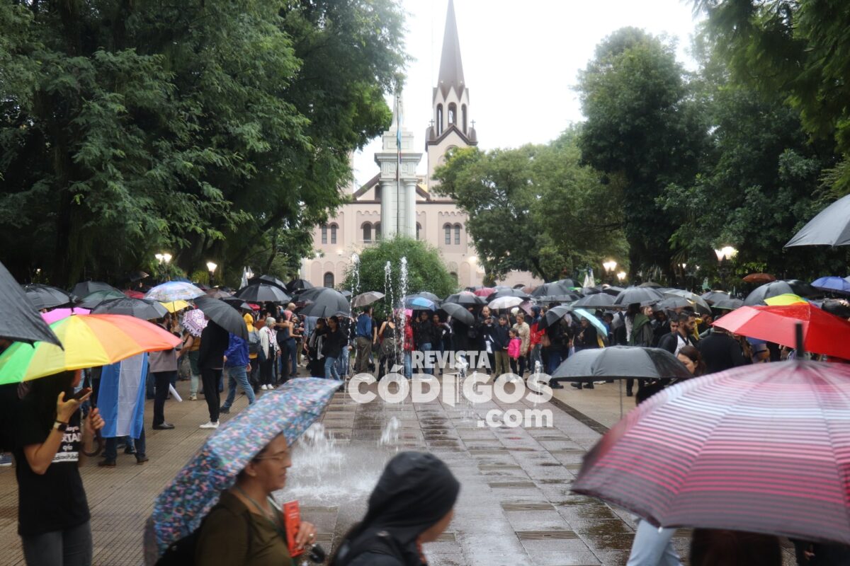 Marcharon bajo la intensa lluvia en Posadas contra el desfinanciamiento de las universidades
