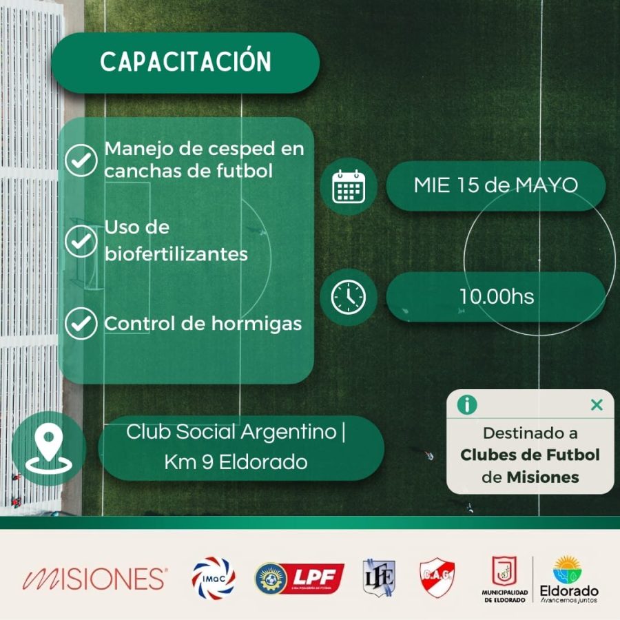 Casi 100 instituciones deportivas en Misiones recibieron capacitaciones en mantenimiento de canchas 2 - 3