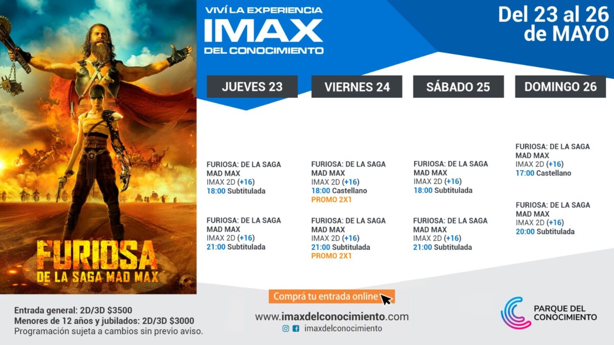 "Furiosa", la precuela de Mad Max, llega al IMAX del Conocimiento de Posadas