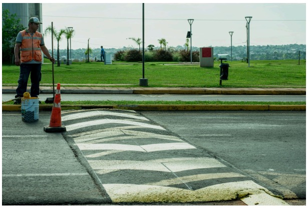 Concretaron la demarcación de reductores de velocidad en el Acceso Oeste de Posadas