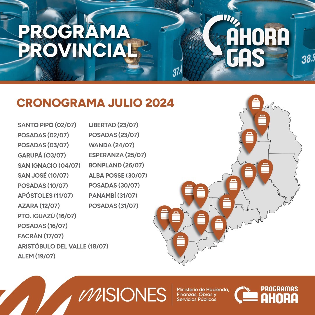 "Ahora Gas" visitará 19 municipios durante julio: conocé el cronograma completo