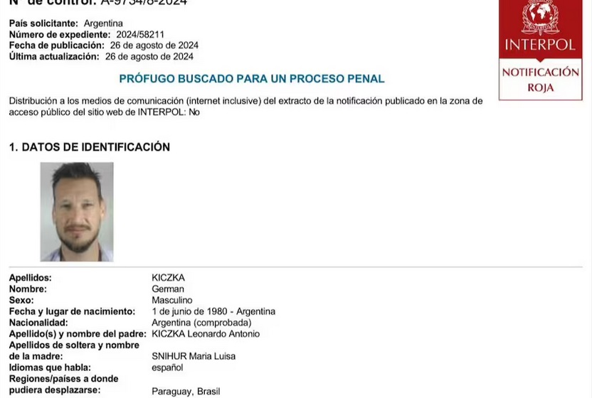 Alerta roja de la Interpol para atrapar al ex diputado puertista Germán Kiczka 1 1 - interpol