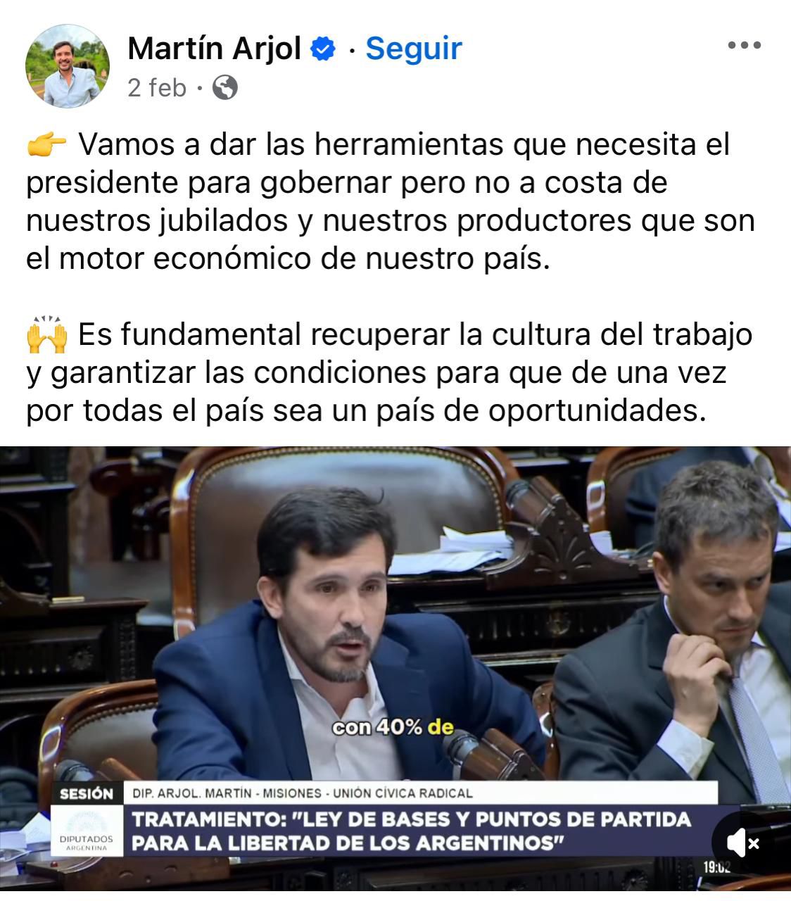 Se dobló Martín Arjol