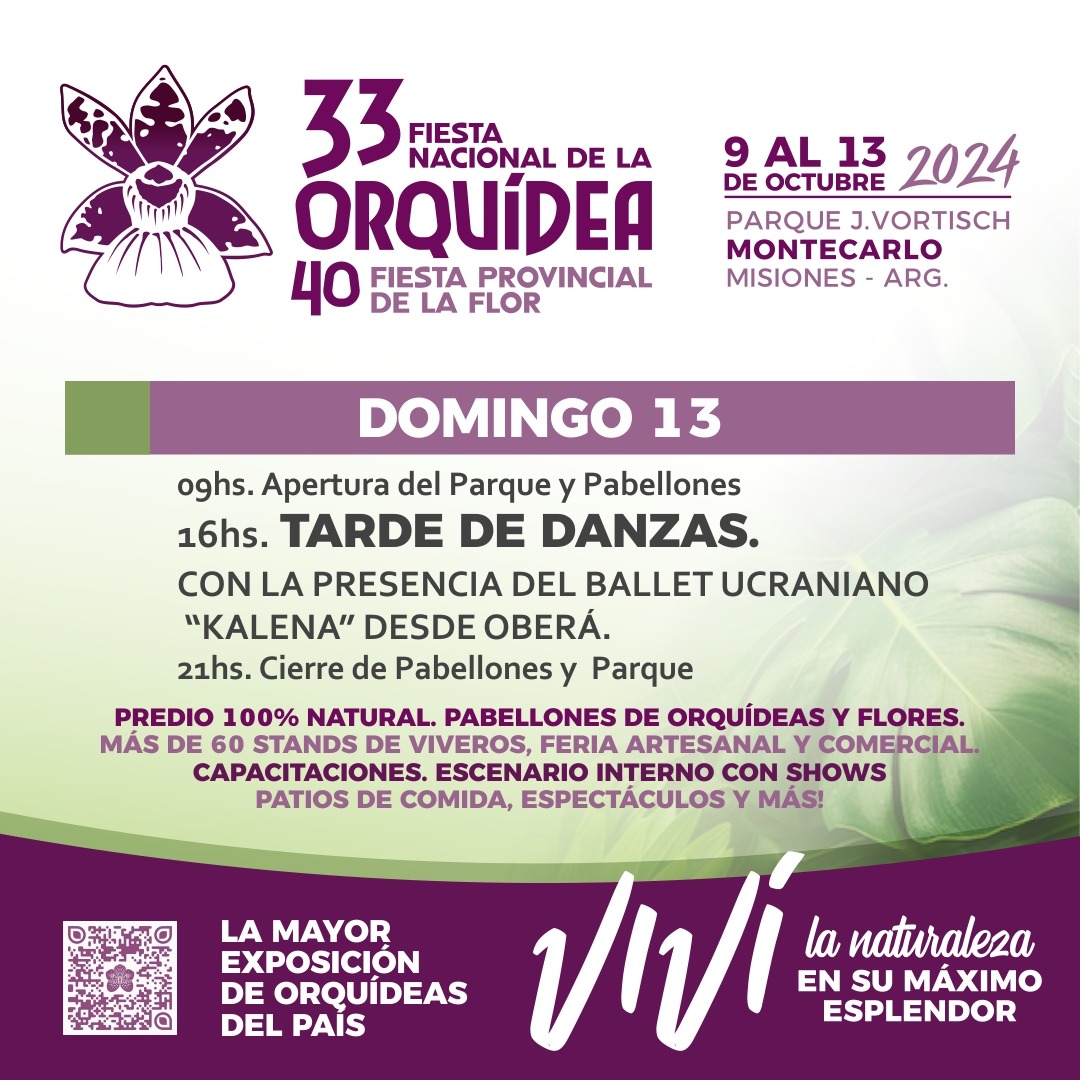 Montecarlo se prepara para la 33ª edición de la Fiesta Nacional de la Orquídea y 40ª Provincial de la Flor