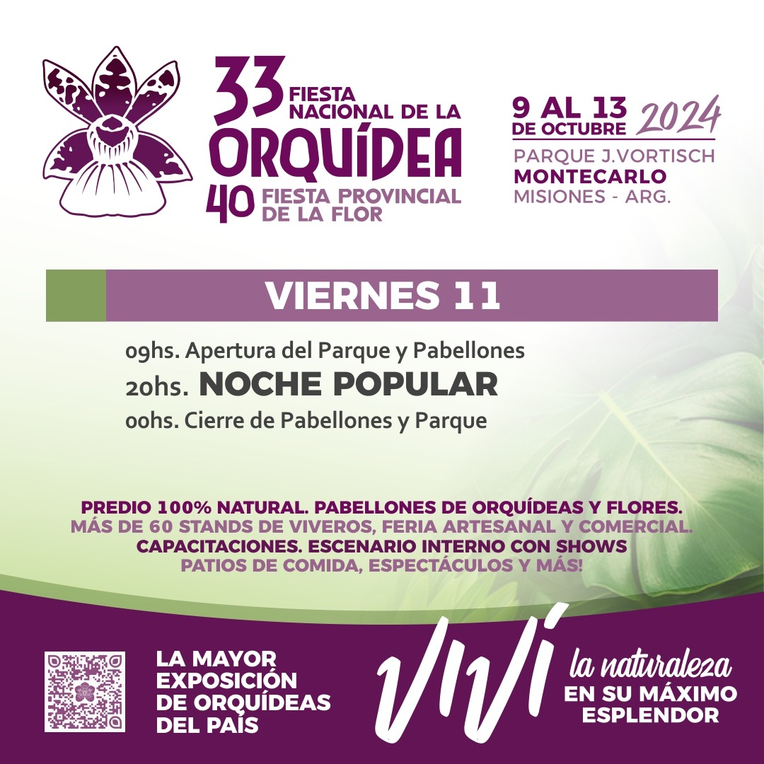 Montecarlo se prepara para la 33ª edición de la Fiesta Nacional de la Orquídea y 40ª Provincial de la Flor