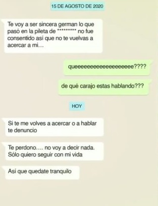 Chat revelador de una relación no consentida con una menor comprometen más a Germán Kiczka